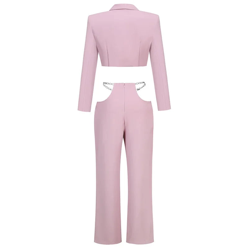 Pink Women’s 2-Piece Blazer & Pants Set.