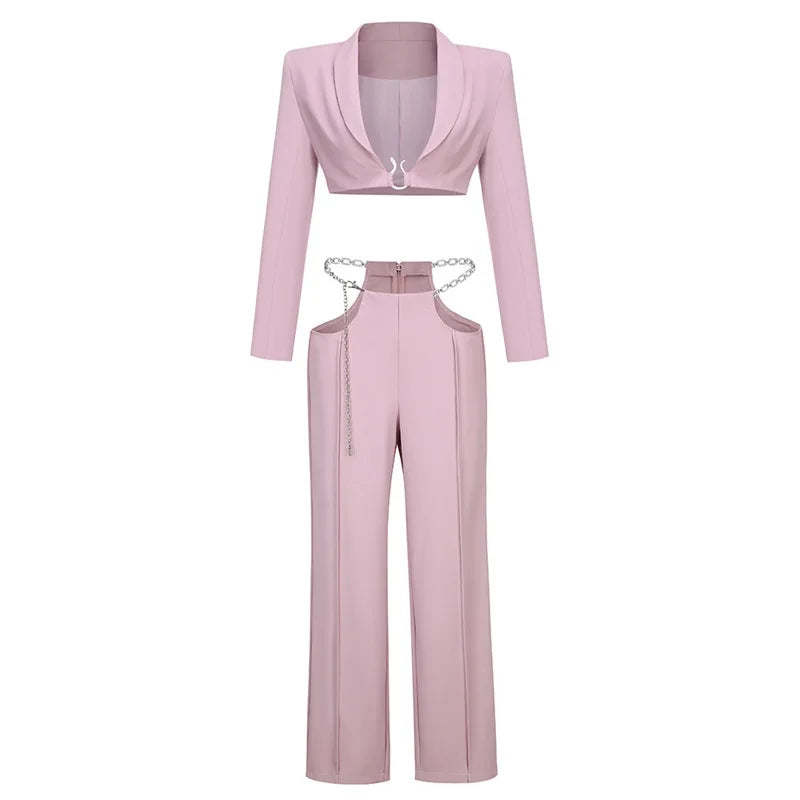 Pink Women’s 2-Piece Blazer & Pants Set.