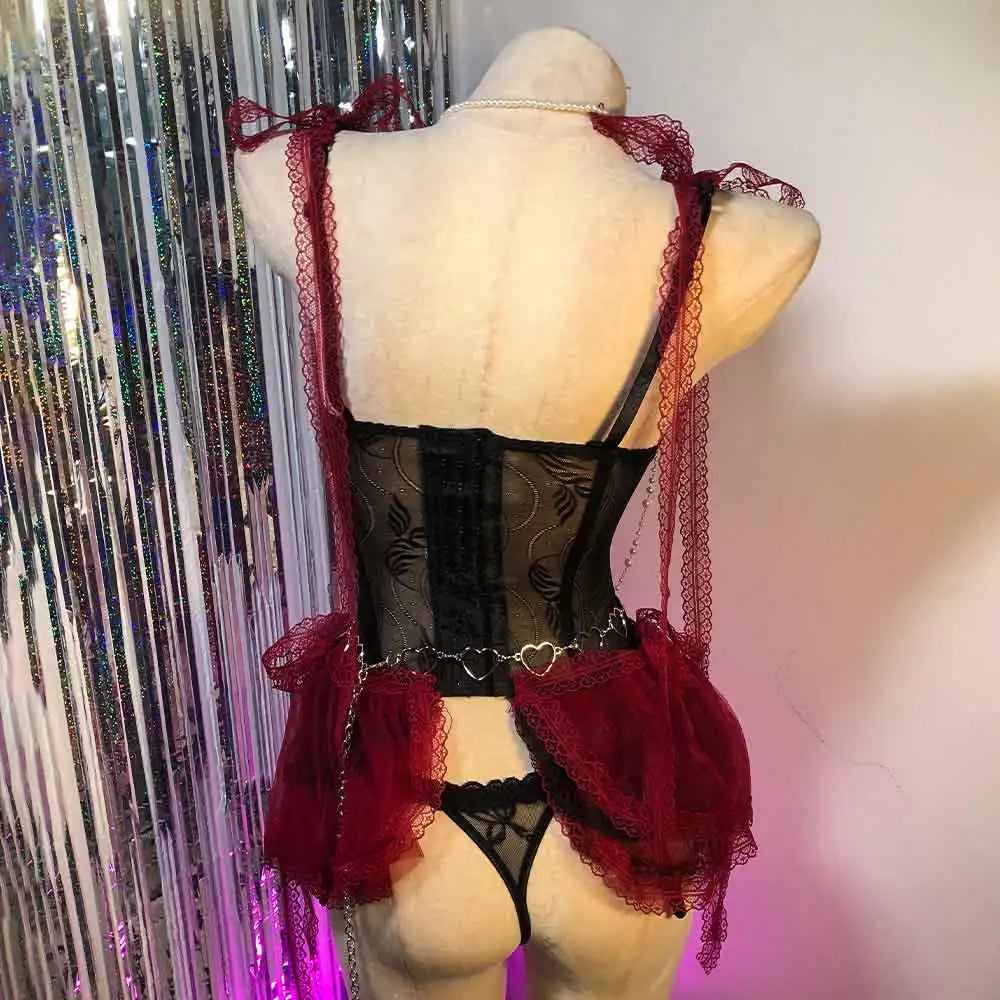 Red Gothic Y2K Mini Dress.